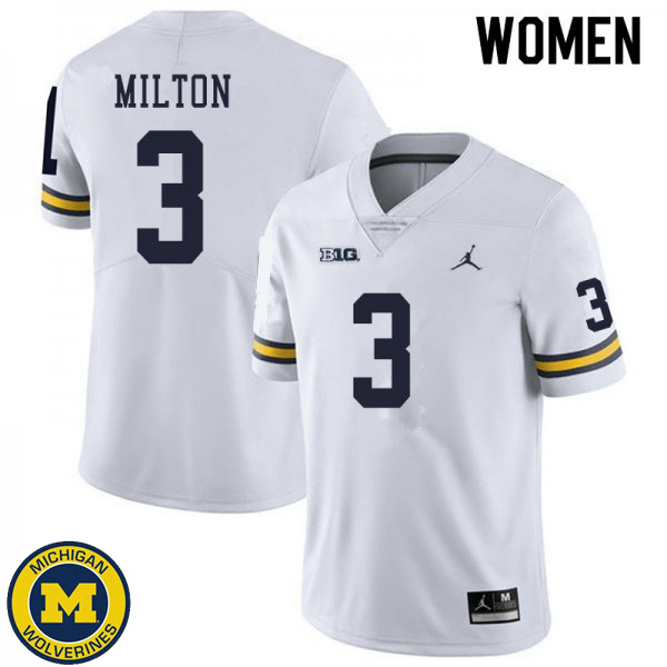 Womens University of Michigan #3 Joe Milton White High School Jersey